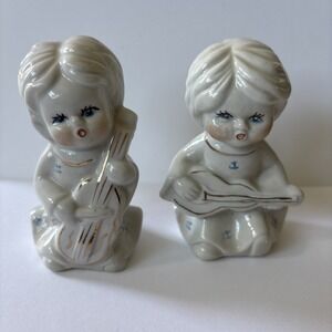 Vintage‎ Porcelain Figurines Musician Girls Mid Century Kitsch Kitschy Christmas